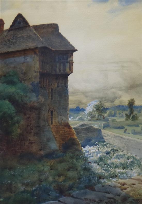 A. MacCallum Landscape with a moat 34 x 49cm